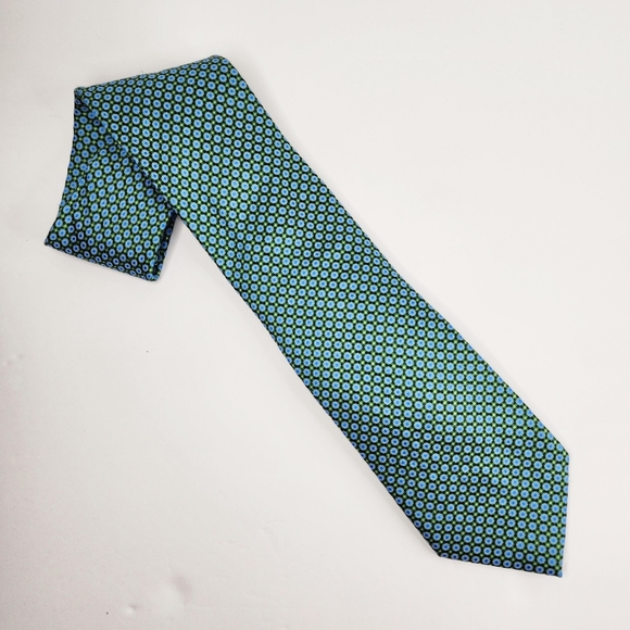 ERMENEGILDO ZEGNA Blue & Green Silk Tie. - Picture 2 of 9